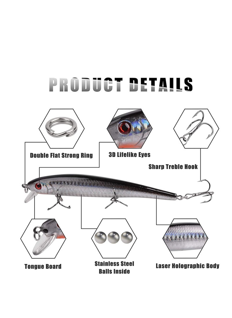 Generic - Fishing Lures Kit Top Water Lures For Freshwater And Saltwater,  6 Pieces Sharp Treble Hooks With 3D Body Design And Stainless Steel Split Rings Fishing Lures - Image 1