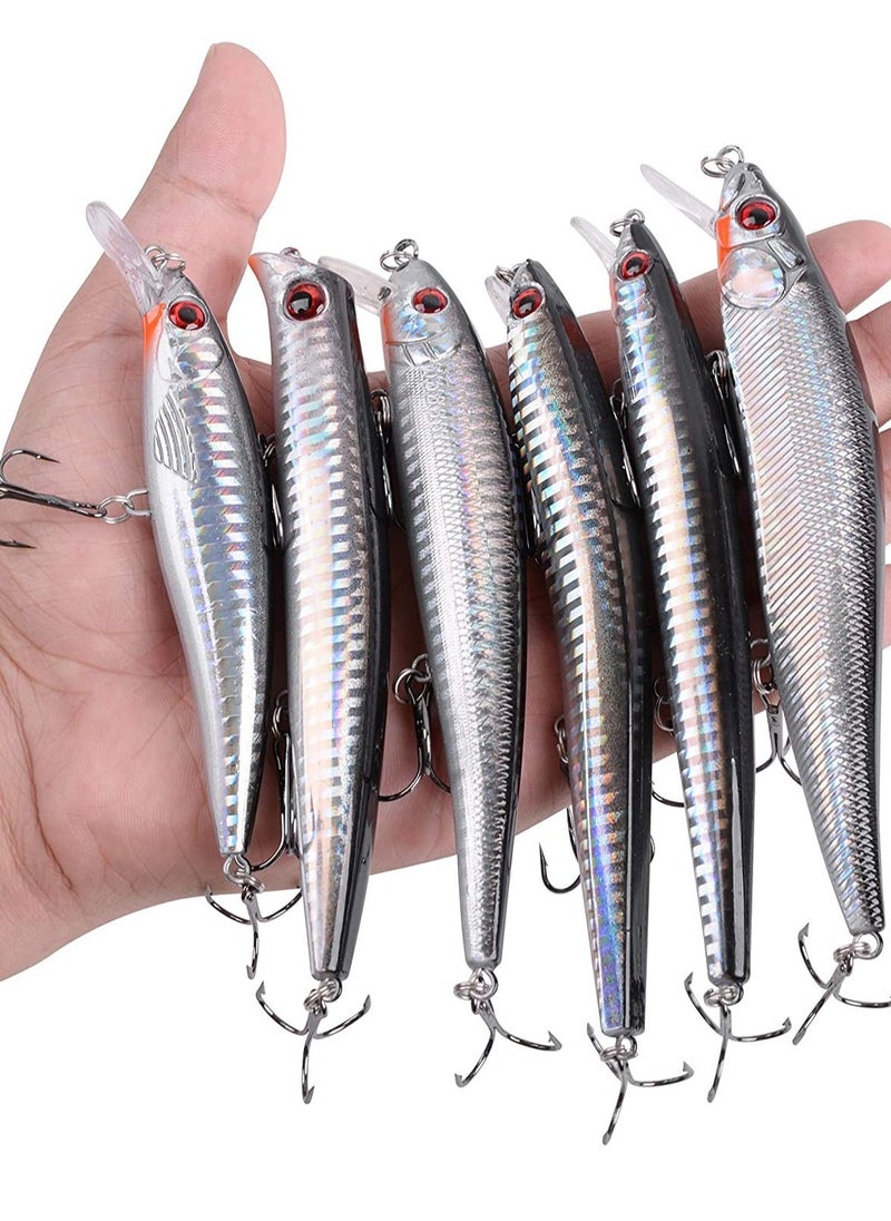Generic - Fishing Lures Kit Top Water Lures For Freshwater And Saltwater,  6 Pieces Sharp Treble Hooks With 3D Body Design And Stainless Steel Split Rings Fishing Lures - Image 1