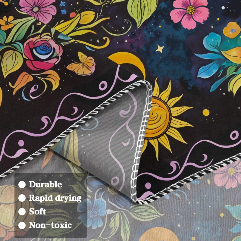 Lifeella Blacklight Sun and Moon Tapestry, Glow in The Dark UV Reactive Wall Decor, Aesthetic Bohemian Tapestries for Bedroom Living Room, Mystic Floral Art 36Ã—48 inches - Image 5