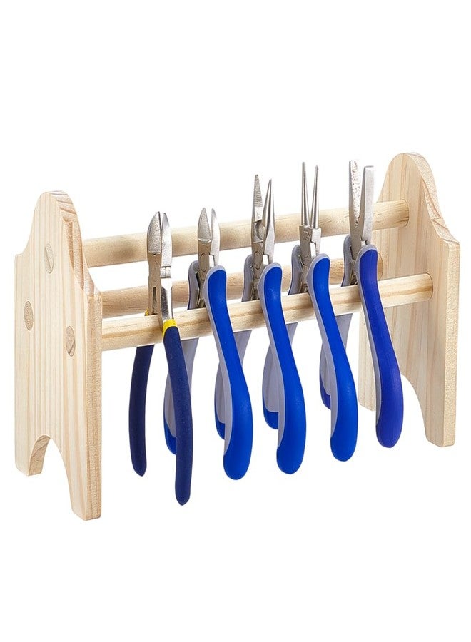 BENECREAT Mini Wood Pliers Rack, 9.8x3.7x5inch Jewelry Pliers Holder Rack, Bench Top Organizer for Jewelers Work Bench Studio Tool Shed Storage Tongs - Image 2