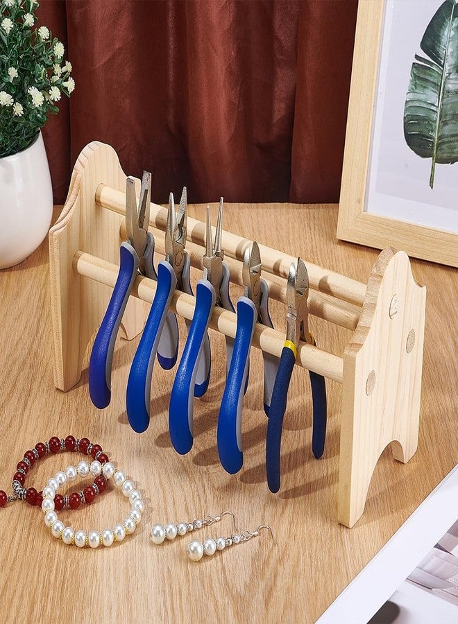BENECREAT Mini Wood Pliers Rack, 9.8x3.7x5inch Jewelry Pliers Holder Rack, Bench Top Organizer for Jewelers Work Bench Studio Tool Shed Storage Tongs - Image 5
