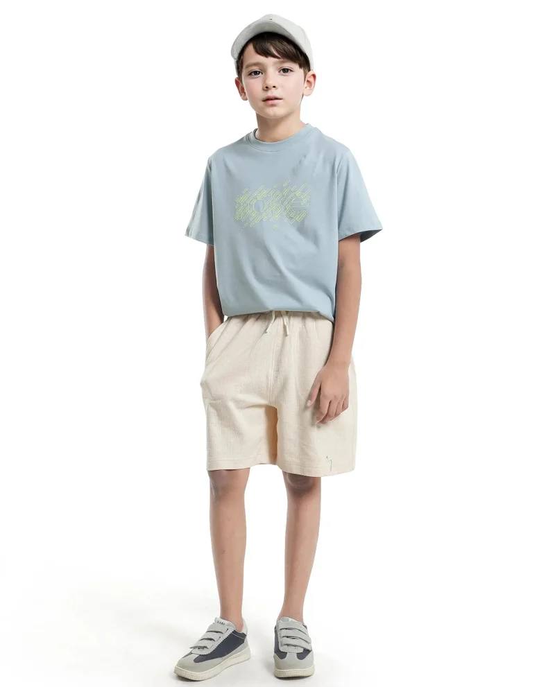 Rare Ones Rare Ones Kids Reno Light Turq Cotton Blend Half Sleeve Printed Regular Fit T-Shirt