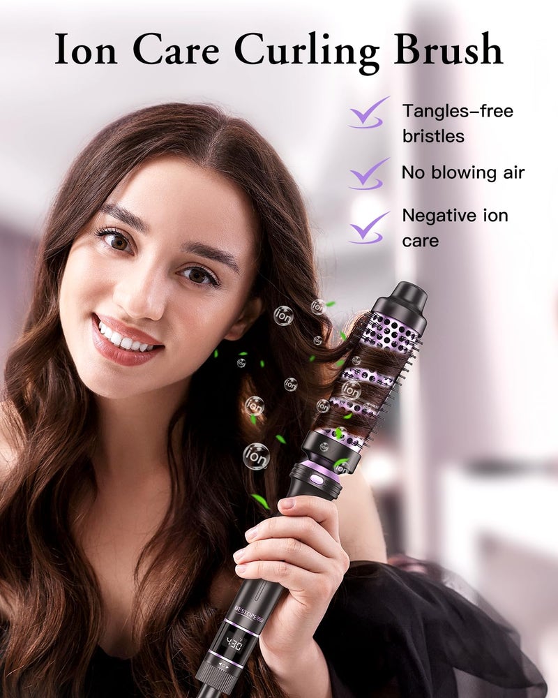 BESTOPE PRO 5 in 1 Curling Iron, Curling Wand Set with Thermal Brush, Flat Iron Hair Straightener, 3 Ceramic Irons (0.35"-1"), 13 Adjustable Temps, Hair Curler Waver with Heat Resistant Mat, Glove, Clip - Image 5