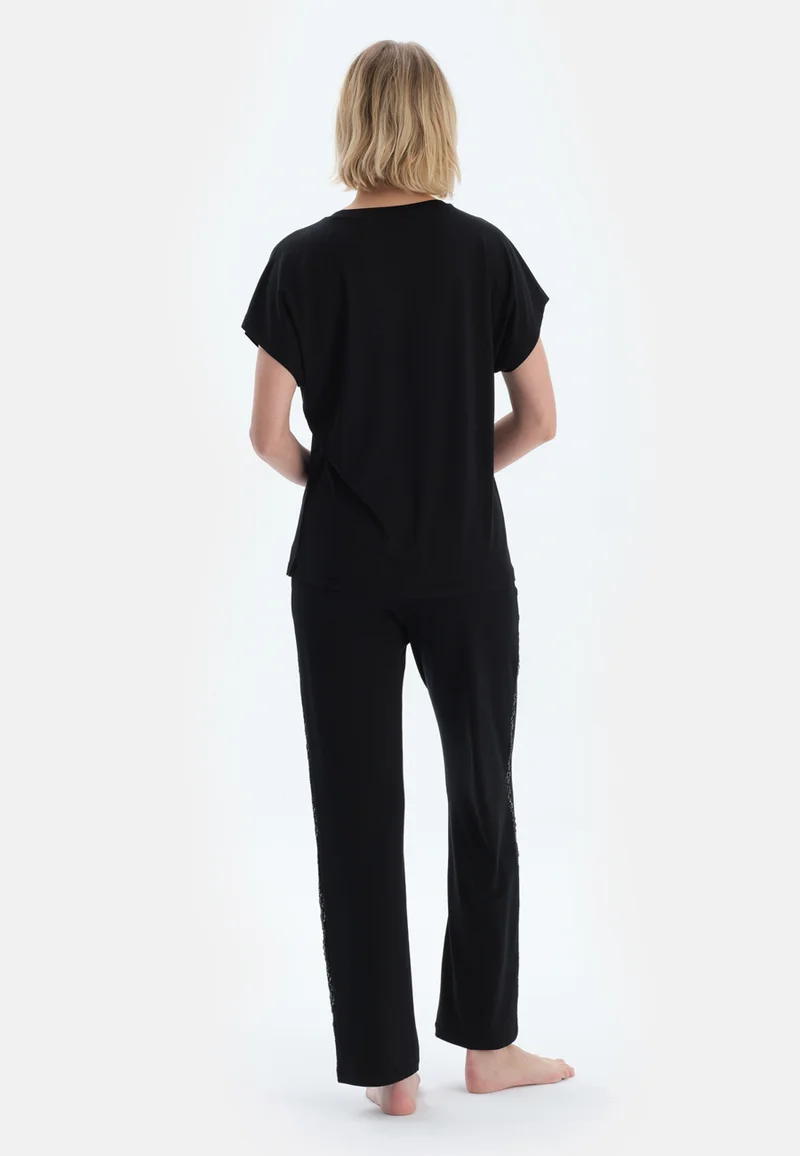 dagi Regular/Classic Fit T-shirt & Trousers Pajama Sets Crew Neck Viscose Blend Sleepwear