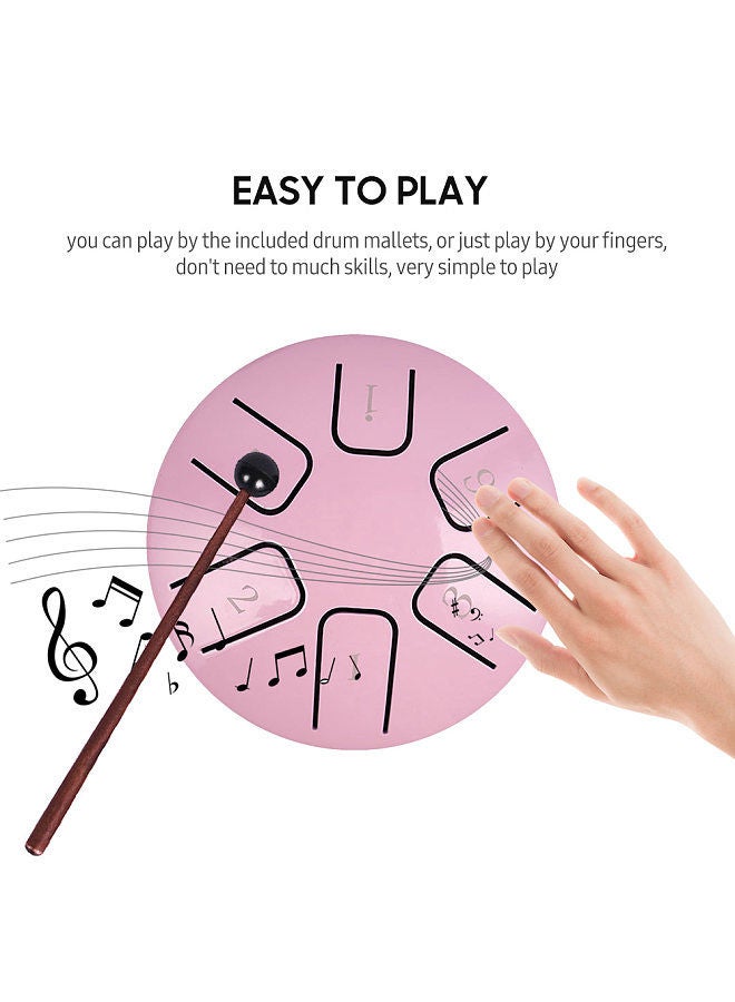 Generic 6 Notes 3.8-inch Mini Steel Tongue Drum Hand Pan Drum Zen Drum Percussion Instrument with Drumsticks for Beginner Musical Education Concert Mind Healing Yoga Meditation - Image 4