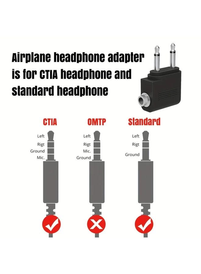 1pc 3.5mm Male to Female Airplane Headphone Adapter Aviation Travel Audio Converter - Image 4