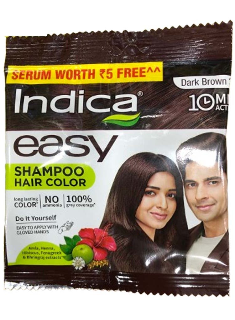 Indica Easy 10 Minutes Shampoo Hair Color Dark Brown 20.5ml, Pack Of 5 - Image 2
