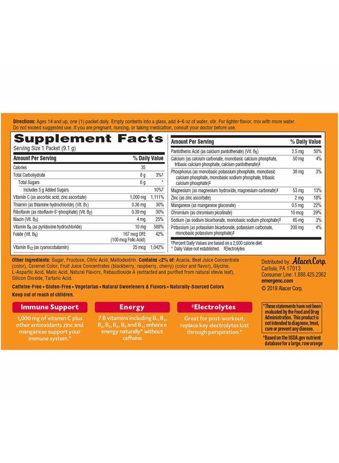 Emergen-C (30 Count, Raspberry Flavor, 1 Month Supply) Dietary Supplement Fizzy Drink Mix with 1000mg Vitamin C, 0.32 Ounce Packets, Caffeine Free - Image 3