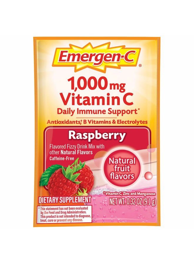 Emergen-C (30 Count, Raspberry Flavor, 1 Month Supply) Dietary Supplement Fizzy Drink Mix with 1000mg Vitamin C, 0.32 Ounce Packets, Caffeine Free - Image 4