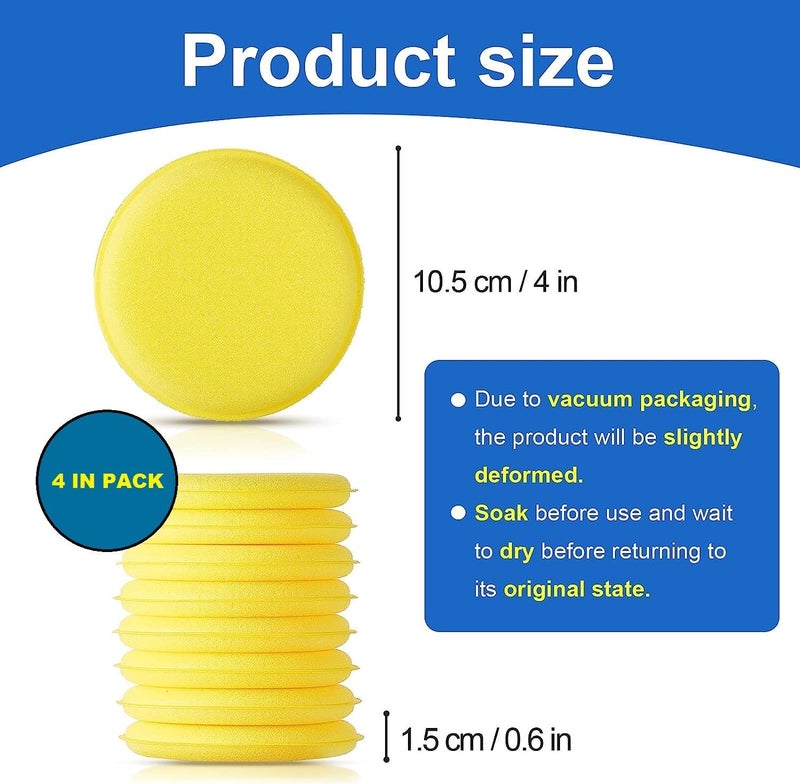 DETACHI Car Polish Sponge Multipurpose Car Foam Wax Applicator Polish Pad Soft Car Clean Wax Sponge Used for Detailing Polish for Bike and Car Dashboard Round Pads - Pack of (4) - Image 2