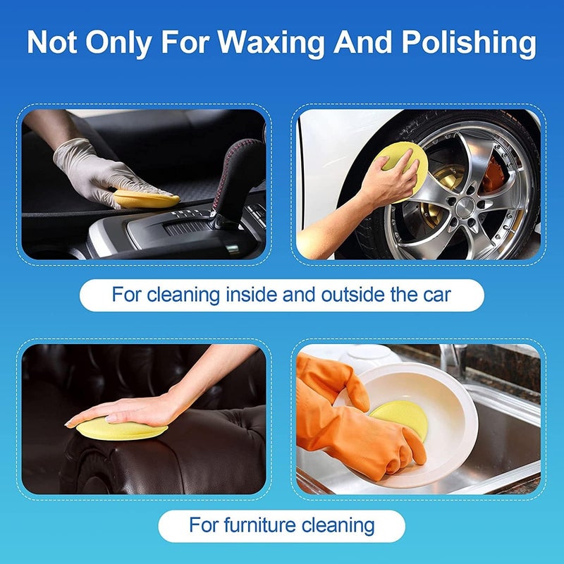 DETACHI Car Polish Sponge Multipurpose Car Foam Wax Applicator Polish Pad Soft Car Clean Wax Sponge Used for Detailing Polish for Bike and Car Dashboard Round Pads - Pack of (4) - Image 5