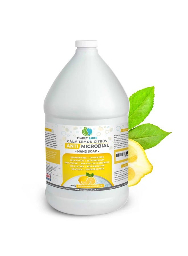 Plainly Earth Antimicrobial Liquid Hand Soap - Antibacterial Soap Refill - Hand Soap Refill Bottle - Cruelty Free Moisturizing Soap, Calm Lemon Citrus, 64 Oz - Image 2