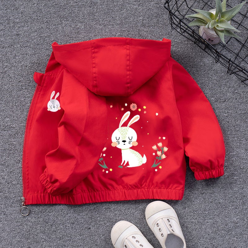 Childrens Coat Hooded Top Girls Cartoon Cardigan Candy Color Baby Girls Hooded Zipper Shirt Cute Red jacket 15 