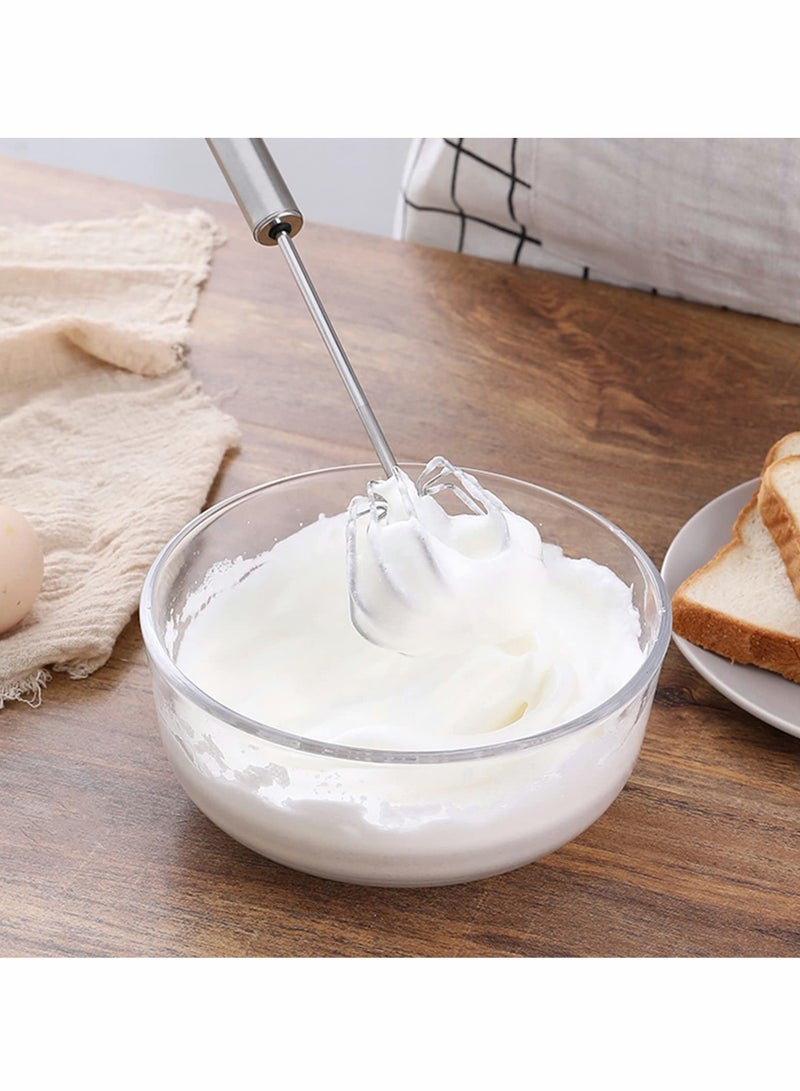 خفاقة نصف أوتوماتيكية، 12 بوصة من الفولاذ المقاوم للصدأ، خلاط خفق يدوي مع دوران سهل، خافق لتقديم الكريمة، الخفق، الضرب والتحريك (فضي) - Image 5