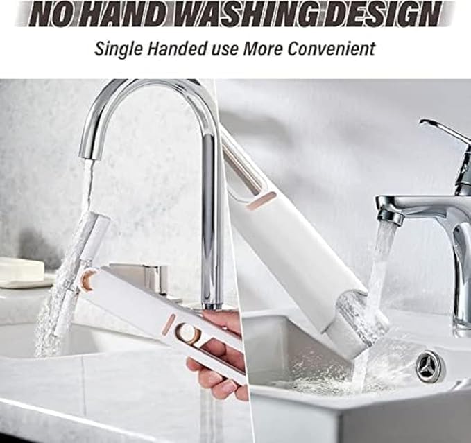 Zerolex Mini Mop for Kitchen with 2 Sponges Portable Mini Mop Self Squeeze Strong Absorbent Magic Wiper for Kitchen Small Sponge Mop Self Squeezing Dry Use for Bathroom Wall Glass Car Table Home - Image 4