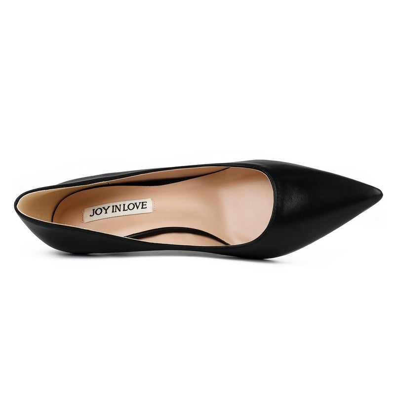 JOY IN LOVE Women's Shoes Low Heels Pointy Toe Kitten Heel Daily Pumps Black Matte 6 US - Image 5