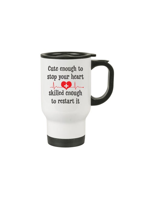 Nurses' day Travel Mugs with Unique Funny Nurse Idea designs printed - For Graduation Nursing Students - Nurse Day Travel Mug Gift - Stainless steal 14oz (Design 10)