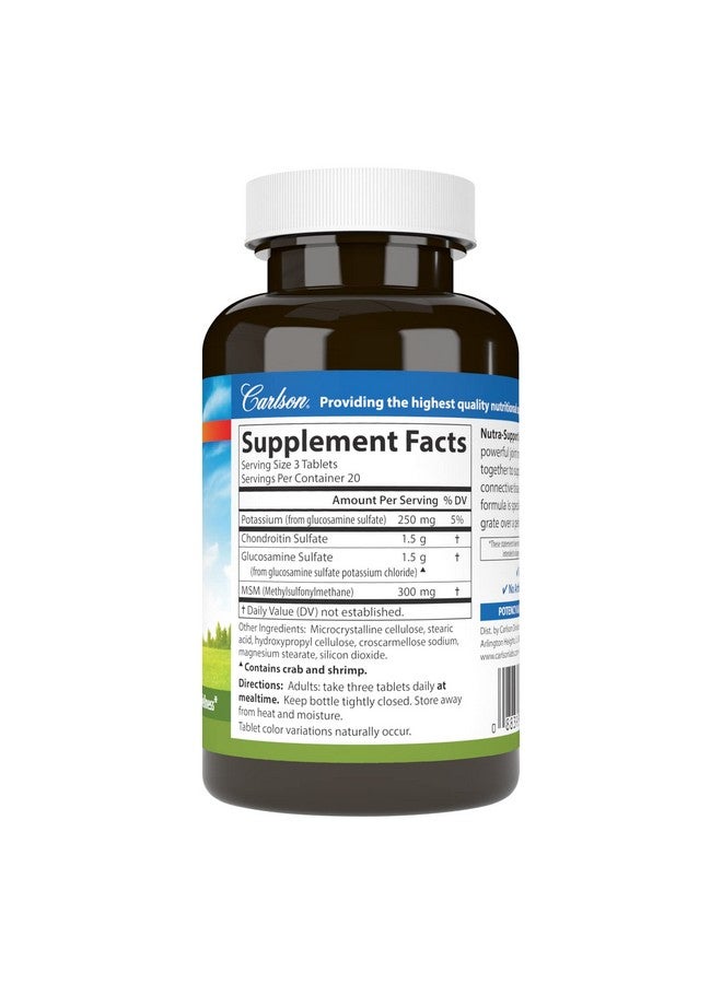 Carlson - Nutra-Support Joint, Glucosamine Chondroitin & MSM, Joint Function, Cartilage Support & Optimal Wellness, 60 tablets - Image 2