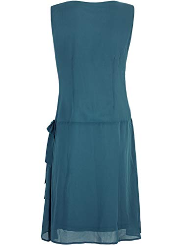 Vijiv Womens 1920s Inspired Flapper Dress High Tea Drape with Bow Fashion Roaring 20s Great Gastby Dress Blue Large - Image 5