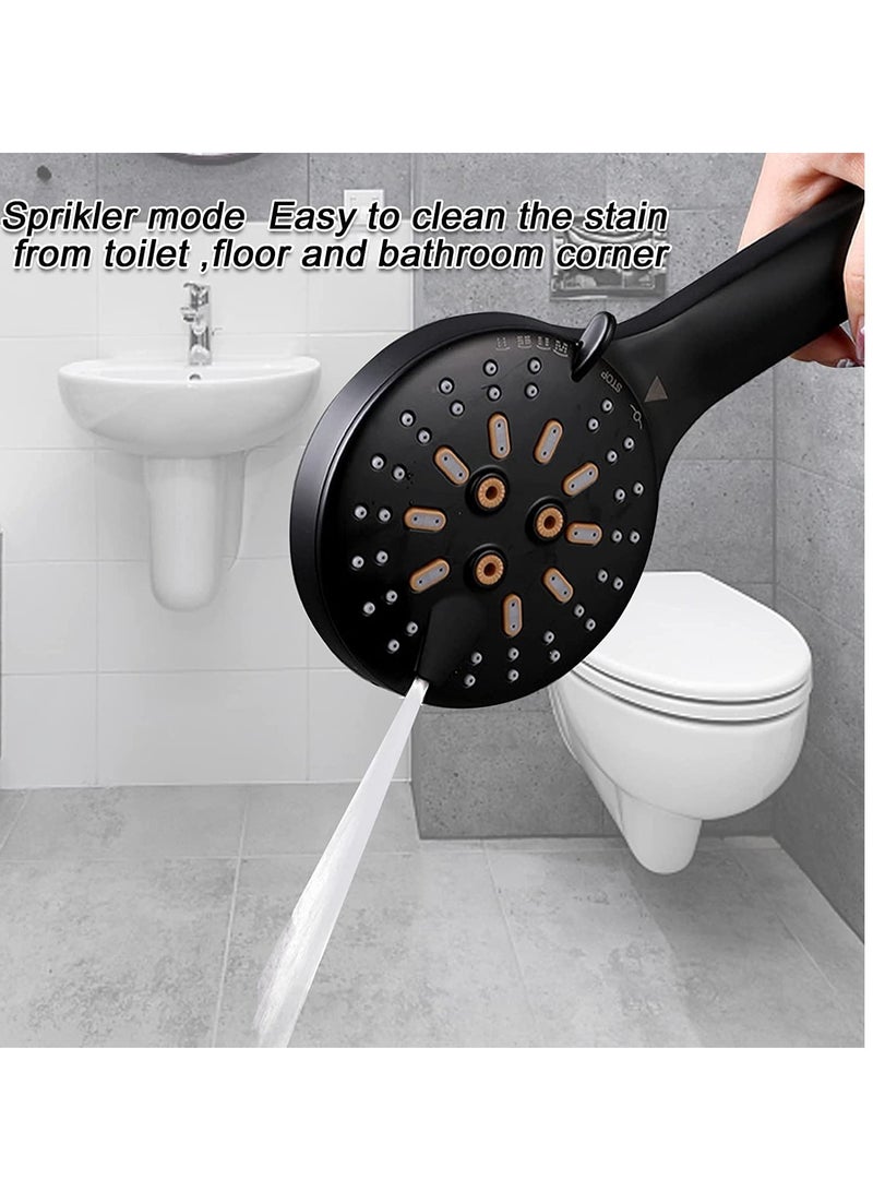 Handheld Shower Head Set Stainless Steel Bath Showerheads Shower Heads High Pressure With 6 Function Setting Multi-functions Shower Head Holder 9.8Inch Shower sprinkler