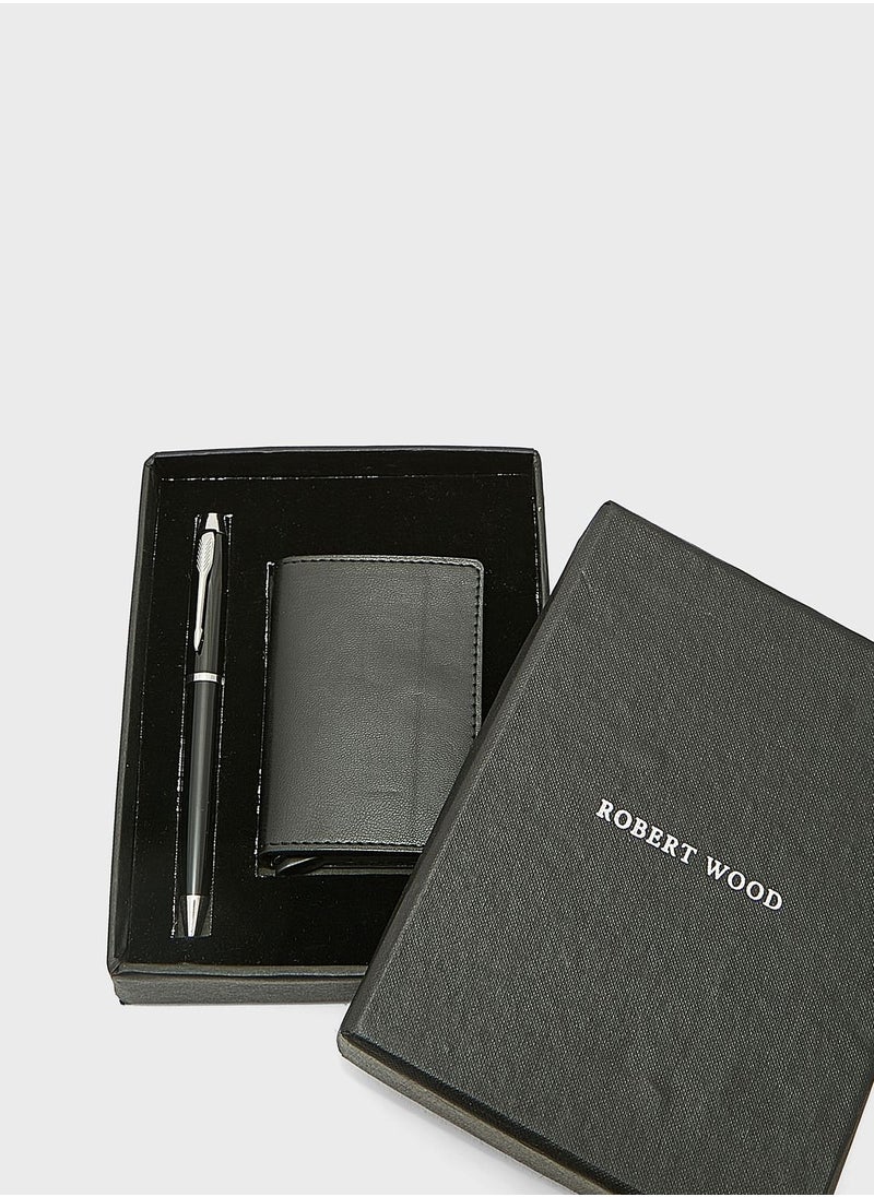 Robert Wood - Pop Up Card Holder Wallet And Pen Gift Set - Image 1