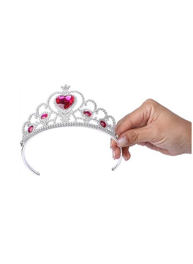 Royal Princess Dress-Up Set - 6 Pcs Accessory Kit for Girls, Rose Red Theme - Gloves, Tiara Crown, Wand, Necklaces, Bracelet, Rings, Earrings - Queen Cosplay Accessories for Little Royalty (Rose Red) - Image 5
