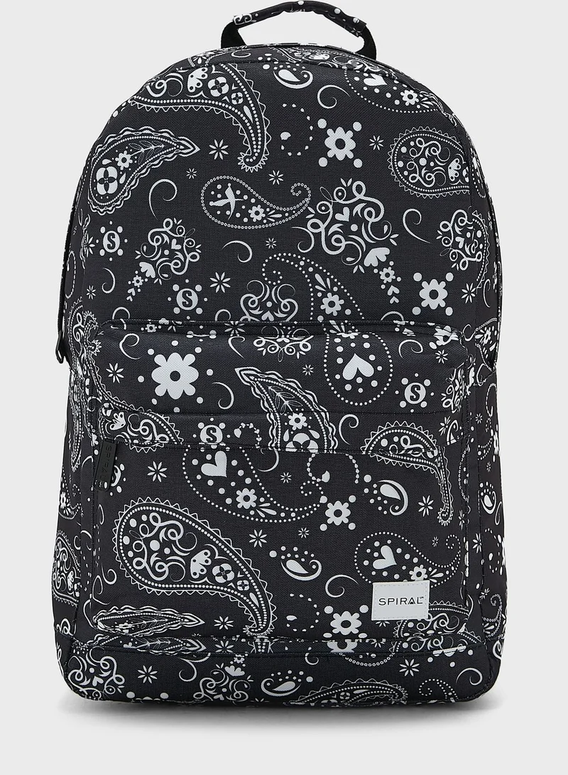 Spiral Paisley Print Backpack