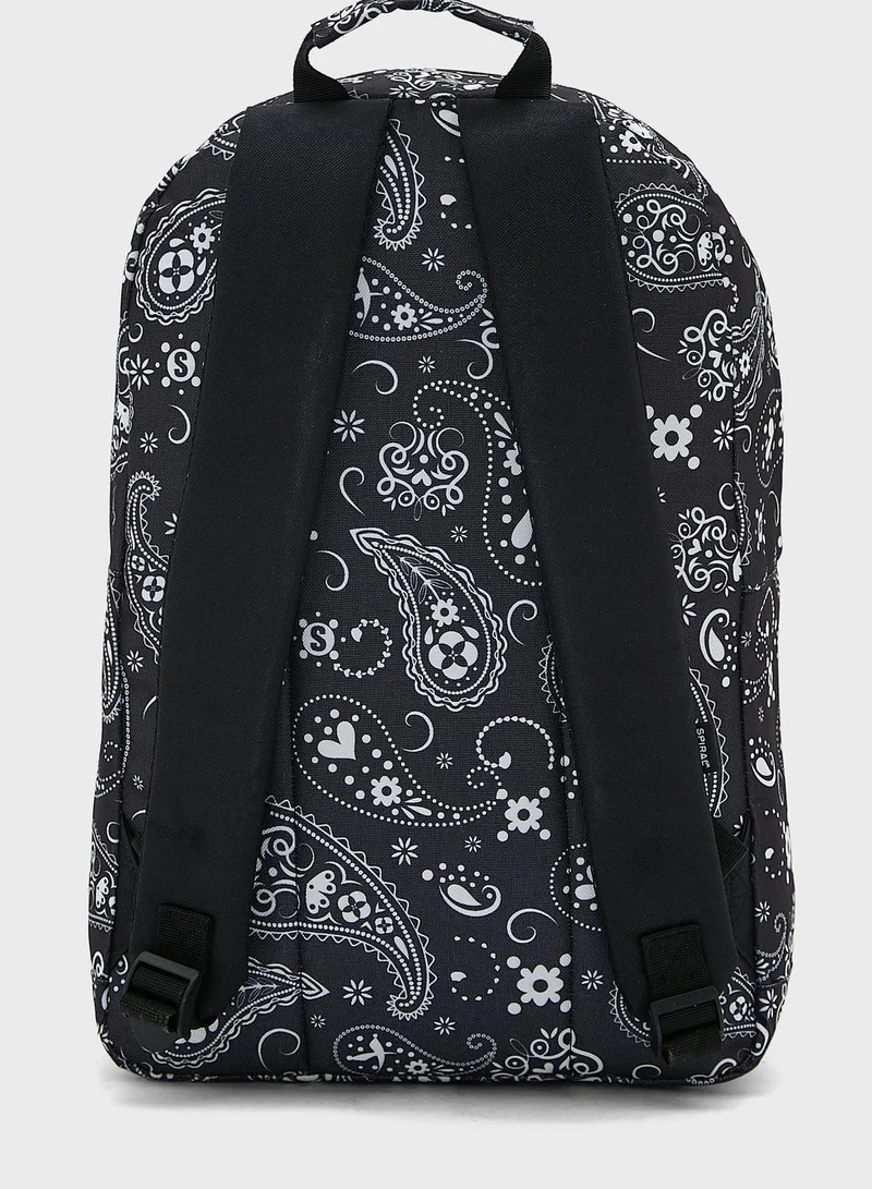 Spiral Paisley Print Backpack