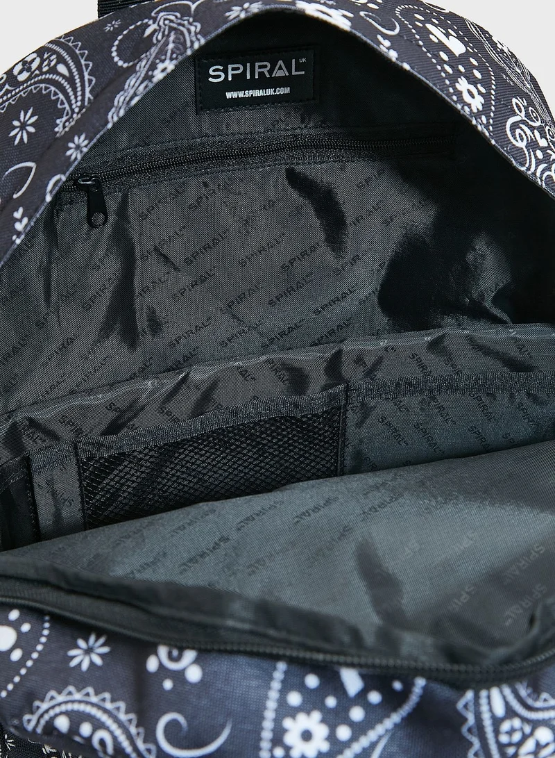 Spiral Paisley Print Backpack