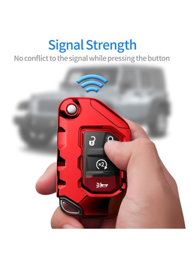 7Cylinder TPU Durable Key Fob Cover Compatible with Jeep Gladiator, JT, Sahara, JLU, Wrangler, JL, Rubicon (2013-2021) - Red. - Image 5