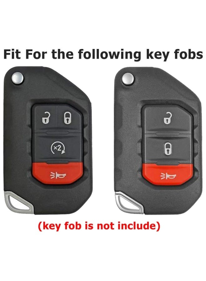 7Cylinder TPU Durable Key Fob Cover Compatible with Jeep Gladiator, JT, Sahara, JLU, Wrangler, JL, Rubicon (2013-2021) - Red. - Image 2