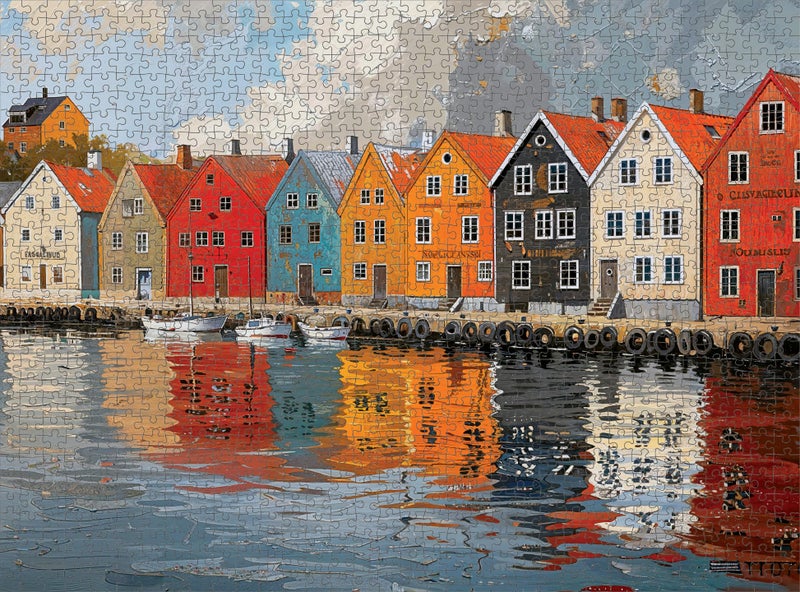 Cross & Glory - Fjord Facades: Norway's Water's Edge - 1000 Piece Jigsaw Puzzle for Adults | Norwegian Village Scene | Challenging & Vivid Detail | Ideal for Puzzle Enthusiasts - Image 5