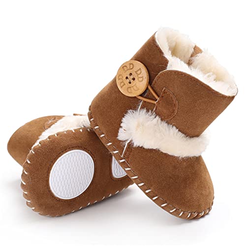 HsdsBebe Isbasic Infant Baby Premium Buttons Snow Boots Anti-Skid Rubber Sole for Toddler Boys Girls Winter Warm Crib Shoes(12-18 Months Toddler,Blue) - Image 3