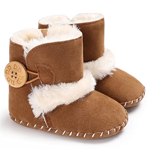 HsdsBebe Isbasic Infant Baby Premium Buttons Snow Boots Anti-Skid Rubber Sole for Toddler Boys Girls Winter Warm Crib Shoes(12-18 Months Toddler,Blue) - Image 1