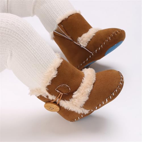 HsdsBebe Isbasic Infant Baby Premium Buttons Snow Boots Anti-Skid Rubber Sole for Toddler Boys Girls Winter Warm Crib Shoes(12-18 Months Toddler,Blue) - Image 2