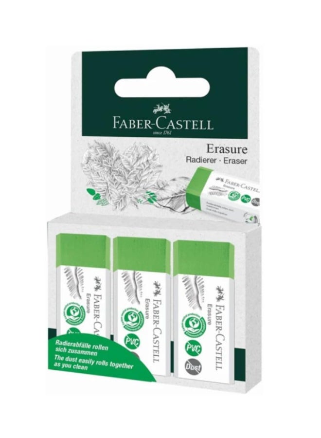 Faber Castell طقم ممحاة مكون من 3 قطع (لا تُخلف فتاتاً)