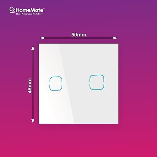 Home Mate HomeMate® WiFi+BLE 2-Way 2 Gang Touch Switch | No Hub Required | Dry Contact Switch | Home Automation | Compatible with Alexa and Google Home (1, White) - Image 3
