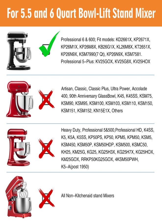 Owowong Flex Edge Beater for KitchenAid 6 QT Bowl-Lift Stand Mixer with 2 Kitchen Accessories, Flat Beater Paddle with Flexible Silicone Edges Bowl Scraper, Kitchen Aid Mixers Accessories - Image 2
