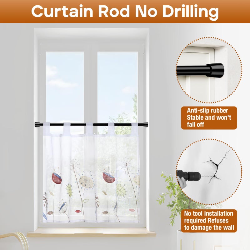 WEIXINHAI 2 Pack Spring Tension Curtain Rod for Windows 26 to 39 inch Black Small Tension Rod Adjustable Spring Curtain Rods No Drilling Short Tension Rod for Kitchen, Closet, Bathroom, Bookshelf - Image 4