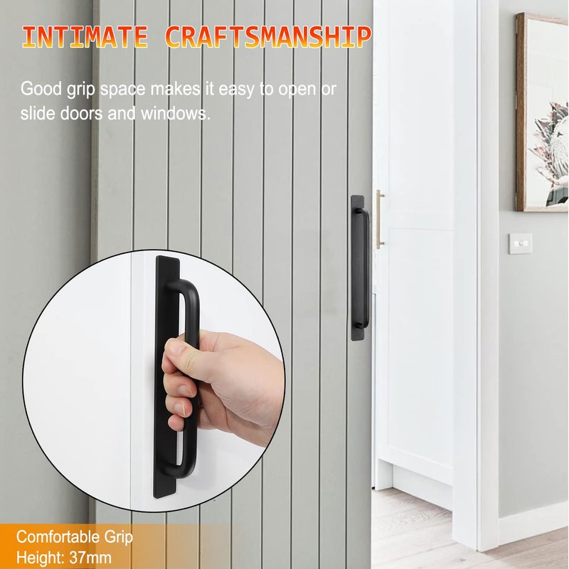 Young Dance 2pcs Aluminum Alloy Self-Stick Push Pull Handles for Cabinet Door Window Drawer (8.35", Black) - Image 5