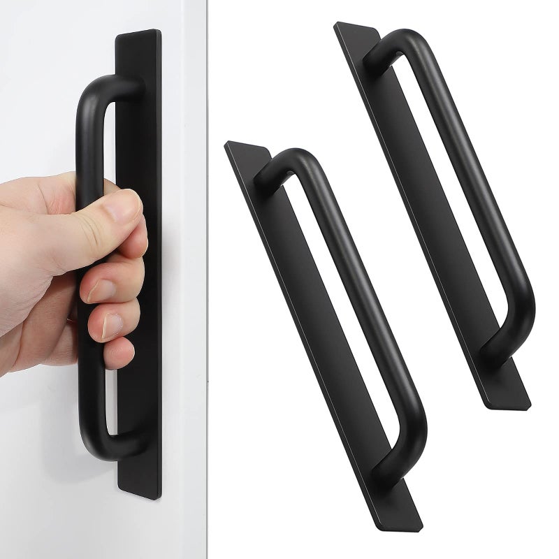 Young Dance 2pcs Aluminum Alloy Self-Stick Push Pull Handles for Cabinet Door Window Drawer (8.35", Black) - Image 1
