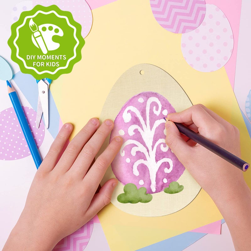 Sophena Large Size 7" Wooden Easter Ornaments to Paint, Egg Wooden DIY Blank Unfinished Round Wood Discs Ornament for Crafts Hanging Decorations(10PCS) - Image 2