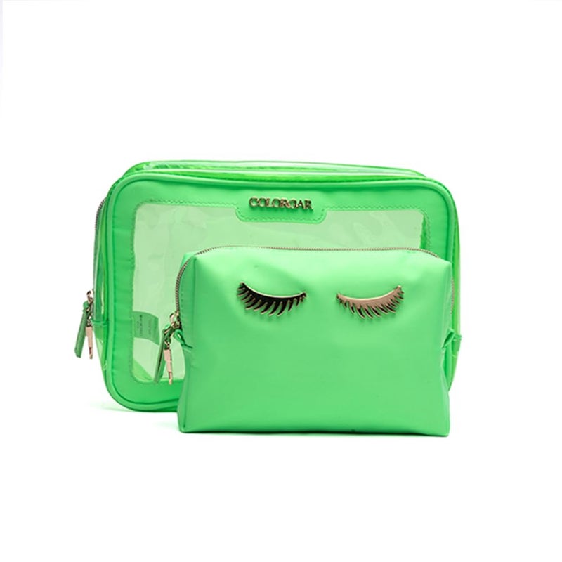 Colorbar Lips  Lashes Box Pouch Set Of Two  Neon Green - Image 1