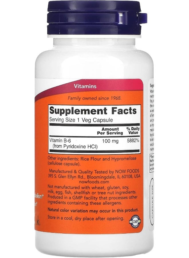 now Foods B-6 100 Mg 100 Caps - Image 2