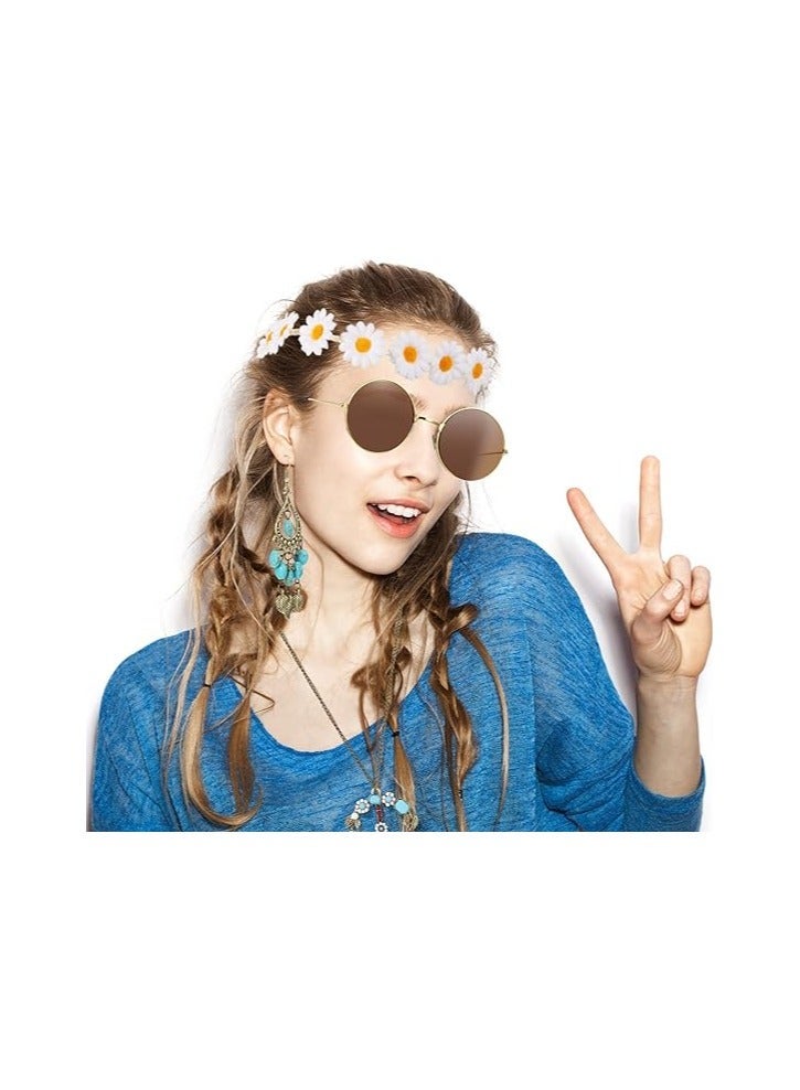 Loquat Hippie Costume Set - Sunglasses, Headband, Peace Sign Necklace, and Earring (Turquoise Style) 60's 70's Retro Accessories - Image 4