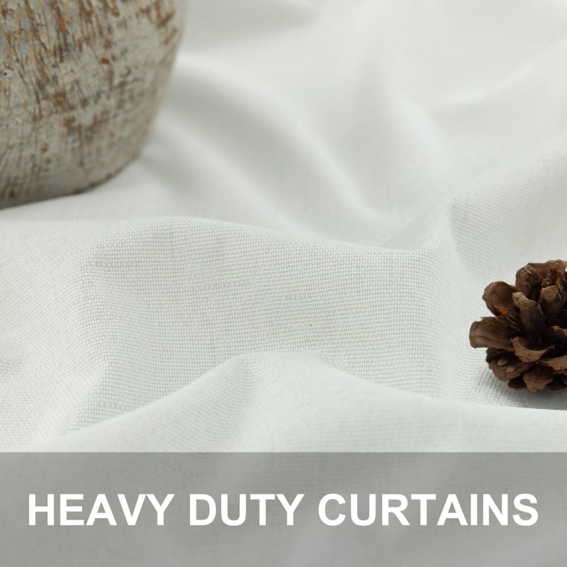 Pitalk Living Room Curtains 84 Inches Long Faux Linen Darkening Curtain for Bedroom Boho Burlap Full Blackout Soundproof Thermal Insulated Drapes for Nursery Room Divider 52x84 Length 2 Panel Ivory Off White - Image 3