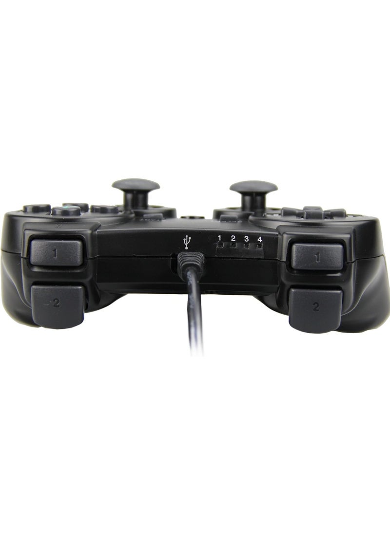 ذراع تحكم سلكي للألعاب متوافق مع PS4 والكمبيوتر – مزدوج الاهتزاز – لون أسود