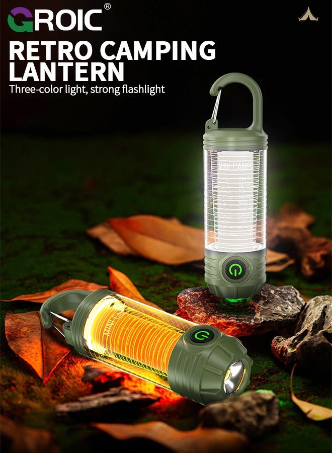 GROIC Multifunctional Flashlight Camping Light, Camping Lights, Camping LED Lamp, 3 Lighting Colors - Waterproof Tent Lamp with 2 Adjustable Flashlight Modes for Hiking, Fishing, and Outdoor Camping - Image 2