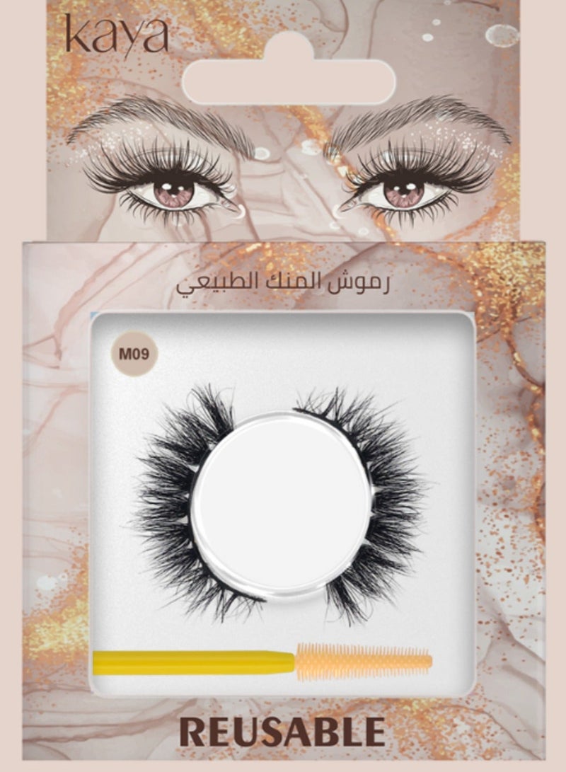 kaya Clear Eyelash Glue with Natural Mink Three Dimensional Lashes Style No. 9 Set - Image 3