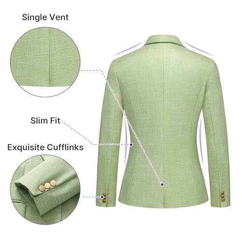 TRONSTORE Women's Suit 2 Piece Set Business Pants Suit for Women Pinstripe Houndstooth Blazer Green L - Image 5